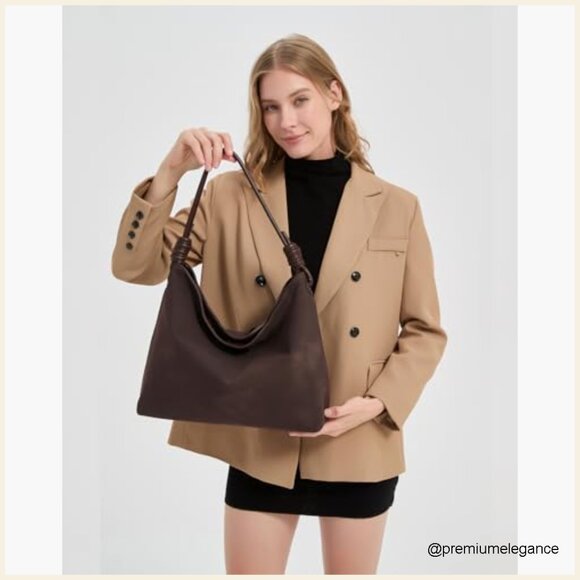 Large Slouchy Hobo Tote Bag Faux Suede Lightweight Travel Work Shoulder - Picture 3 of 7